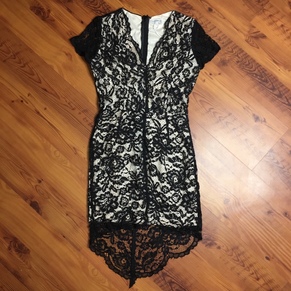 Little Black Lace Dress 🖤 High-Low with Zipper